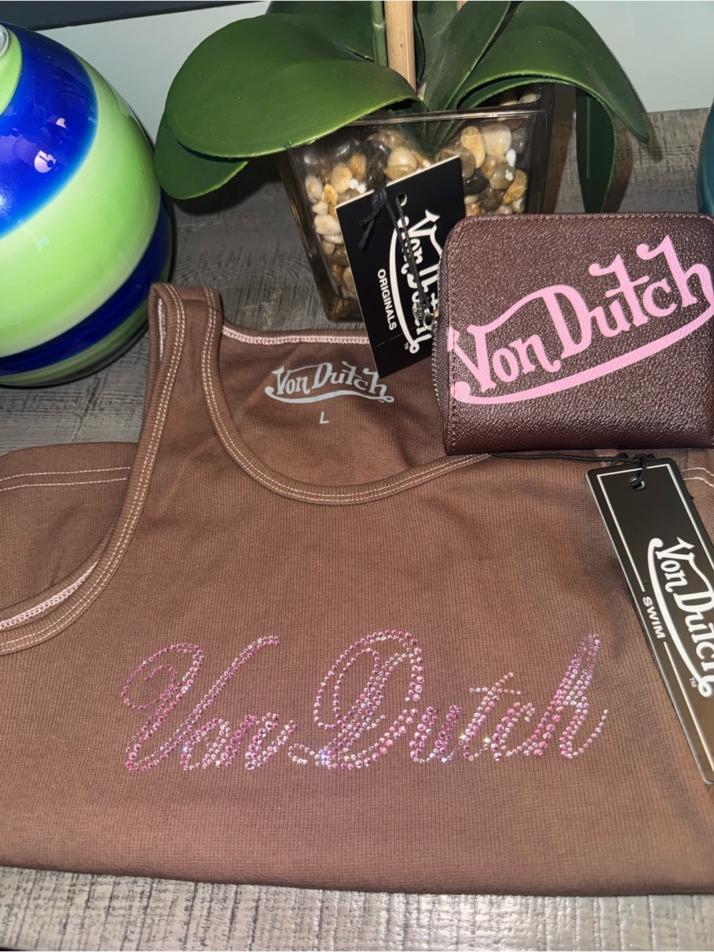 NWT Von Dutch Wallet with Zip Coin Pocjet & Matching Tank with Pink Logo